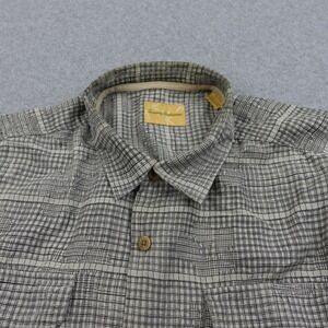 Tommy Bahama Mens XL 100% Silk Plaid Button‎ Up Short Sleeve Shirt Camp Outdoors